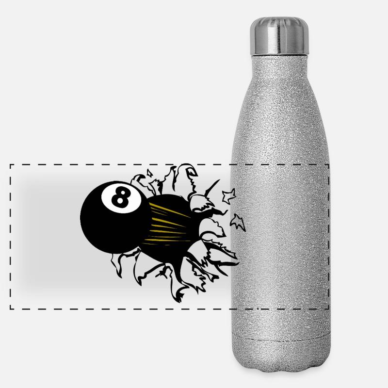 Queue d’or à 8 balles Gourde isotherme panoramique pailletée 500 ml