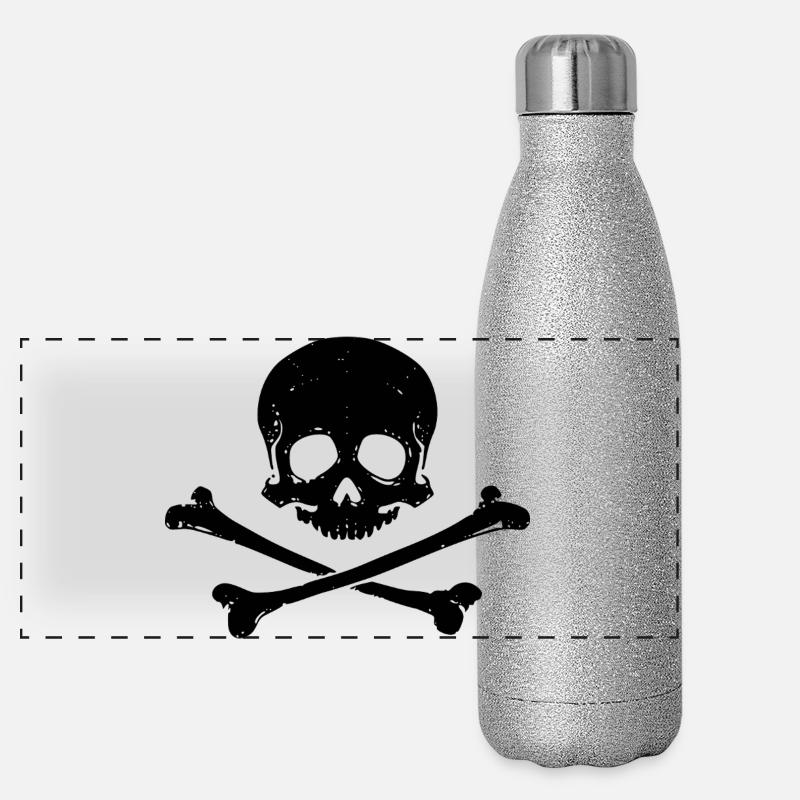 Schädel und Knochen Panorama Glitzer Isolierflasche 500 ml