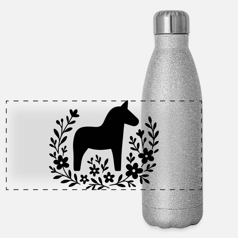 Cheval Dala – Conception d’art populaire nordique Gourde isotherme panoramique pailletée 500 ml