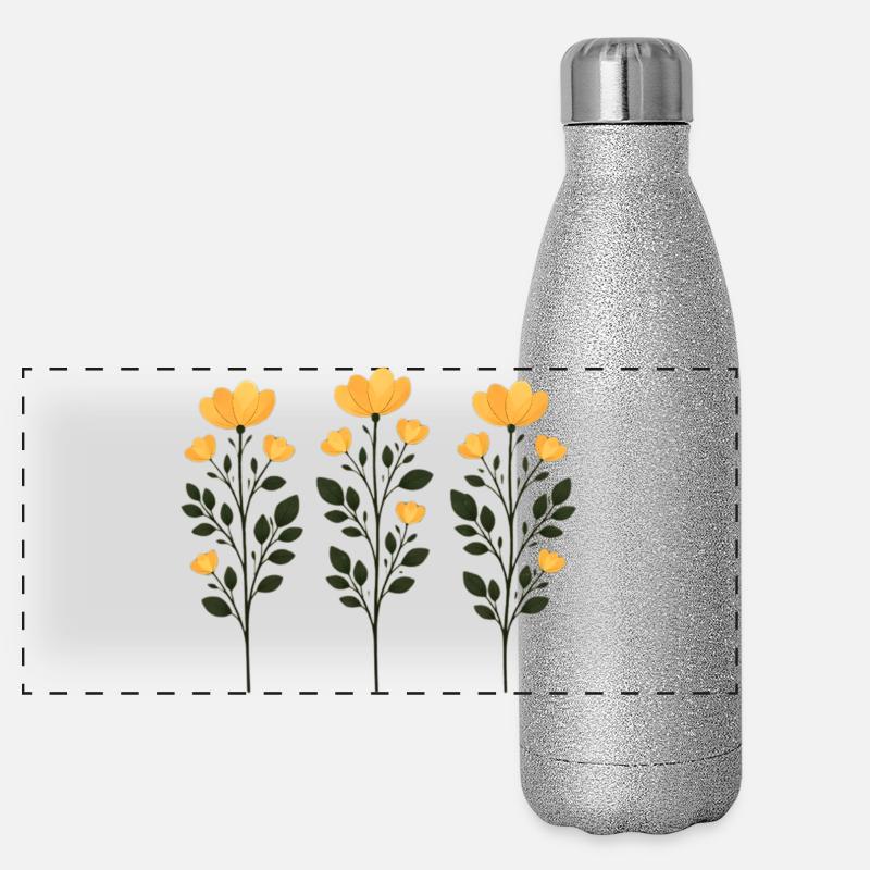 Trois Branches de Fleurs Dorées Gourde isotherme panoramique pailletée 500 ml