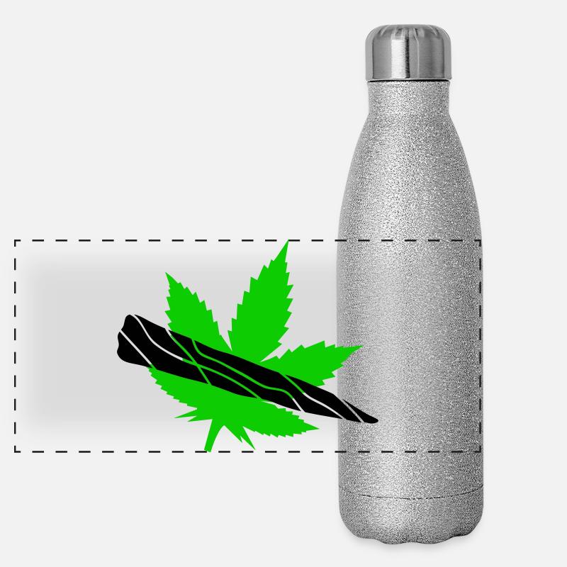 Silhouette de feuilles vertes Gourde isotherme panoramique pailletée 500 ml