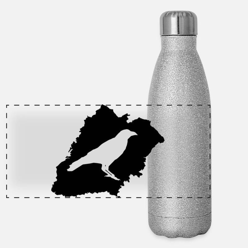 Kiersper Rauk mit Stadtsillhouette schwarz Panorama Glitzer Isolierflasche 500 ml
