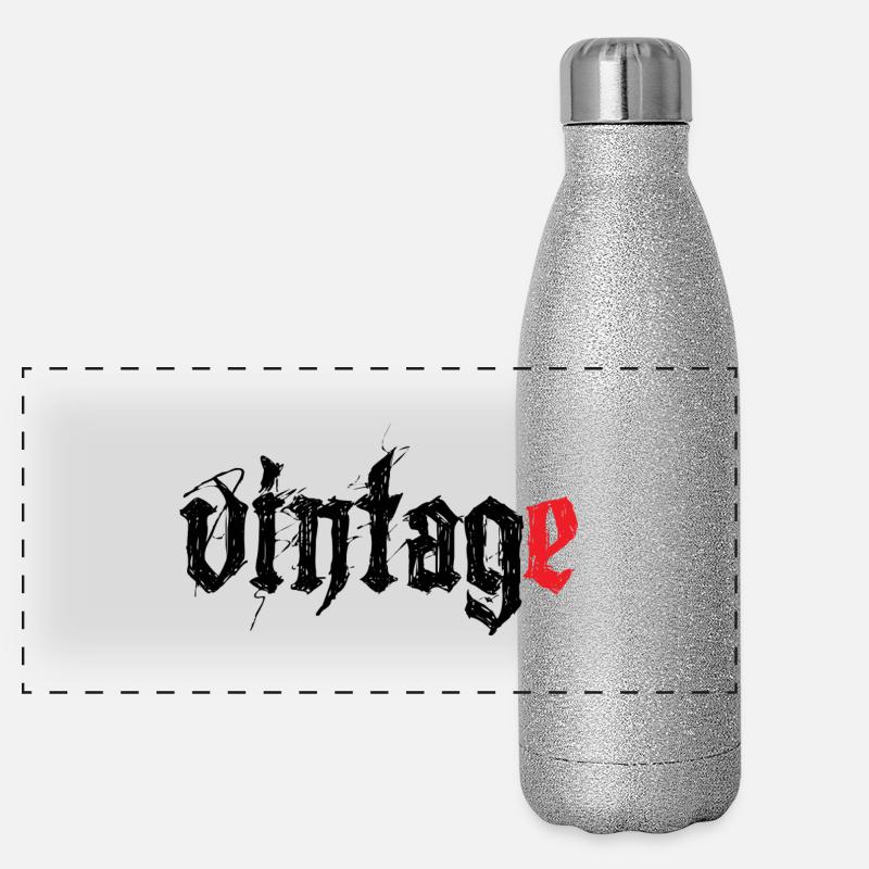 Vintage ! - Panorama Glitzer Isolierflasche 500 ml - Silber Glitzer