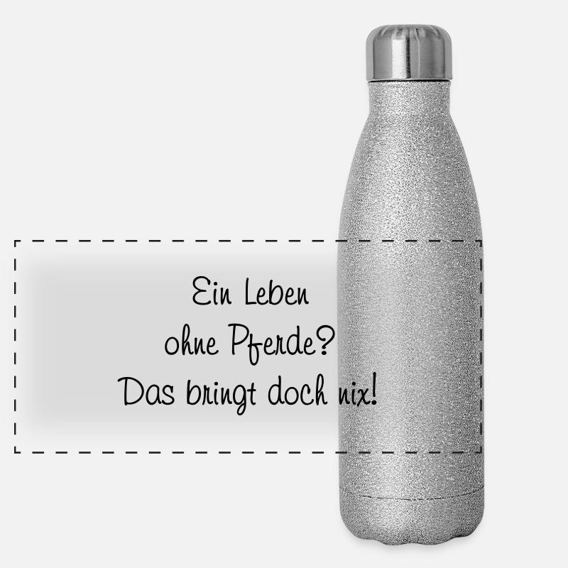 Leben ohne Pferde Panorama Glitzer Isolierflasche 500 ml