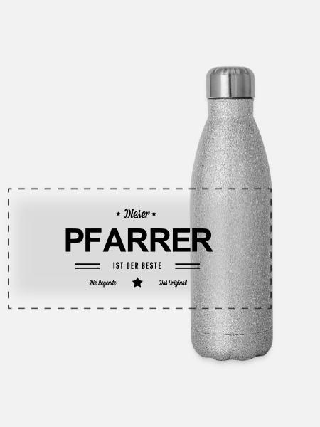 Bester Pfarrer - Panorama Glitzer Isolierflasche 500 ml - Silber Glitzer
