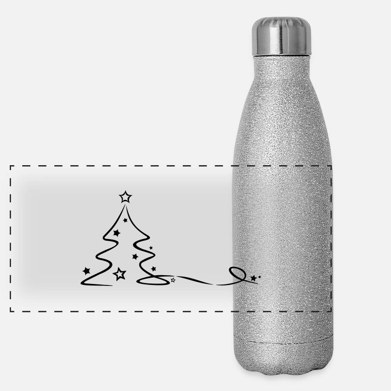 Weihnachten - Weihnachtsbaum Panorama Glitzer Isolierflasche 500 ml