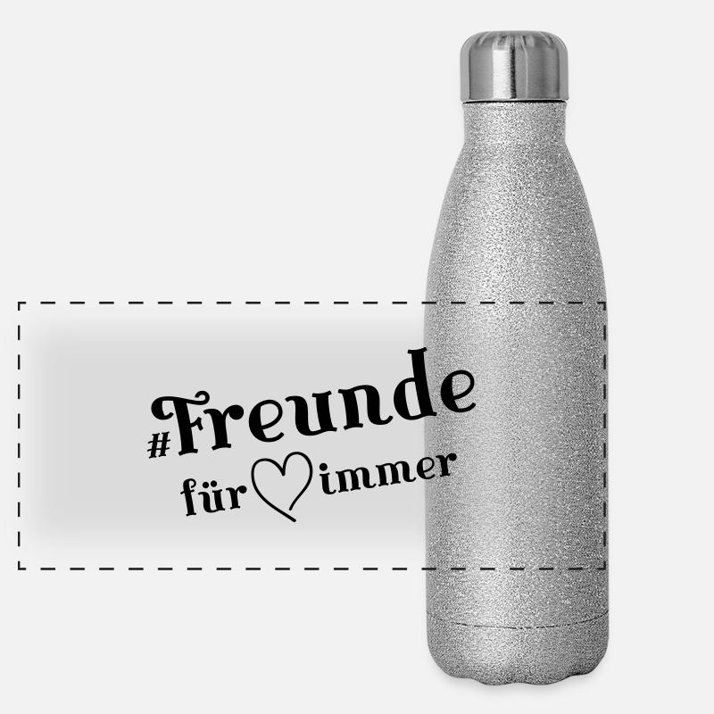 freunde für immer herz Panorama Glitzer Isolierflasche 500 ml