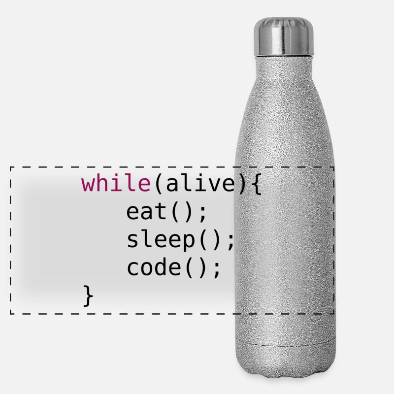 Lustiger Code Quellcode Panorama Glitzer Isolierflasche 500 ml