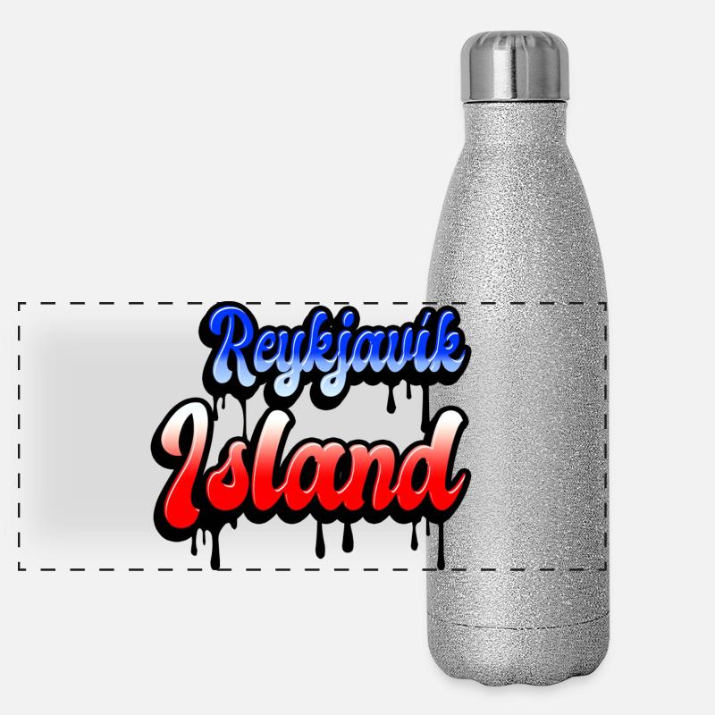 Conception de l’île de Reykjavík Gourde isotherme panoramique pailletée 500 ml