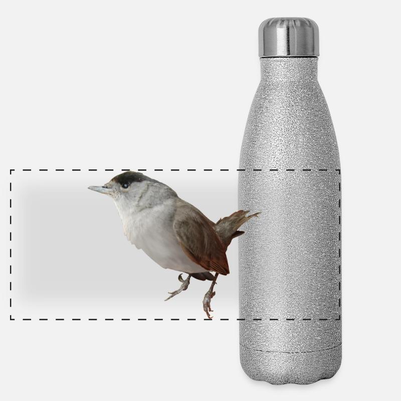 Mönchsgrasmückenmännchen Panorama Glitzer Isolierflasche 500 ml