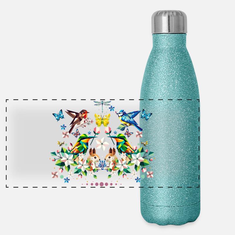 Spring magic as a colourful spring motif Panoramic Glitter Thermal Bottle 500 ml