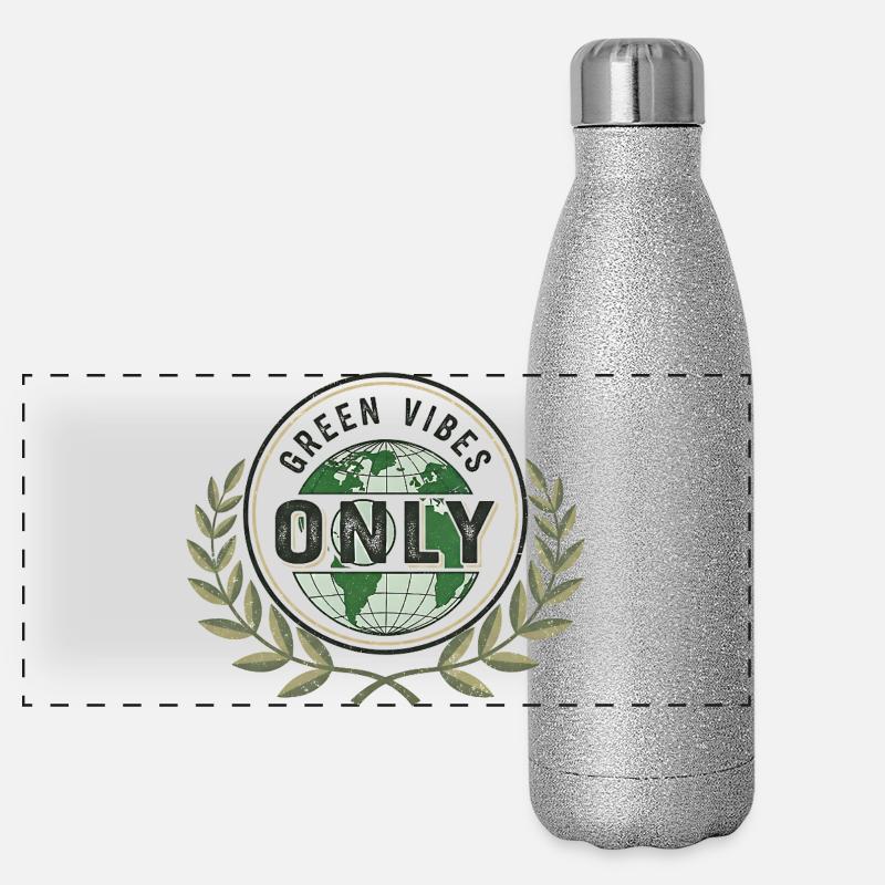 Green Vibes Only Peaceful World Panoramic Glitter Thermal Bottle 500 ml