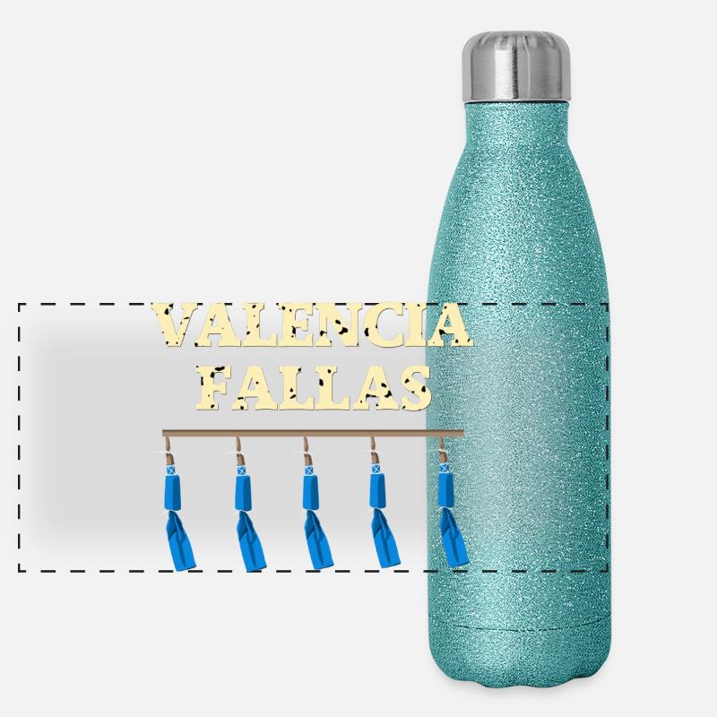 Valencia Fallas Traca Panorama Glitzer Isolierflasche 500 ml
