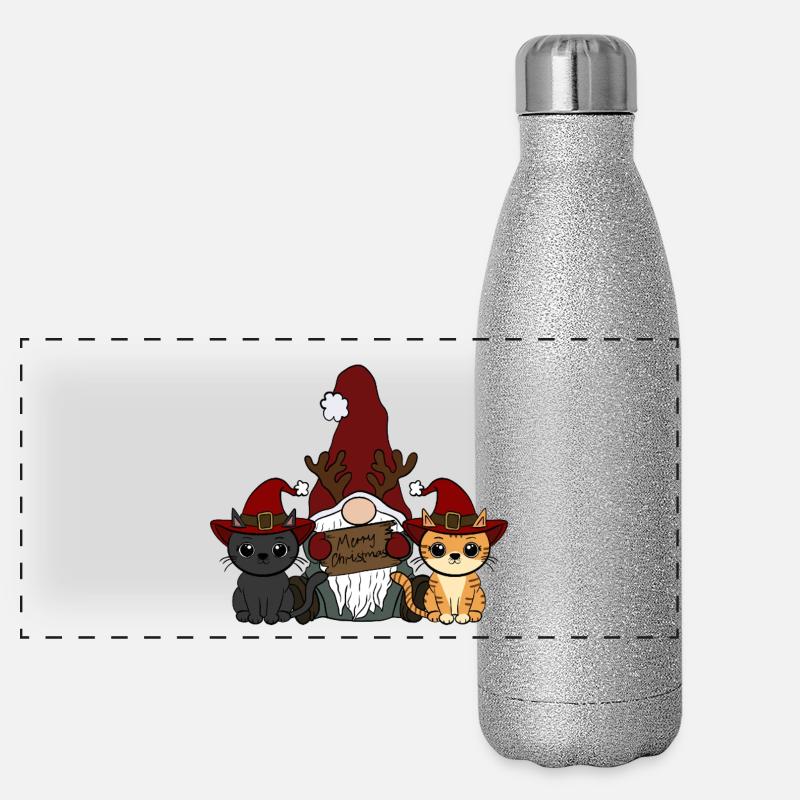 Katzen Wichtel  Panorama Glitzer Isolierflasche 500 ml