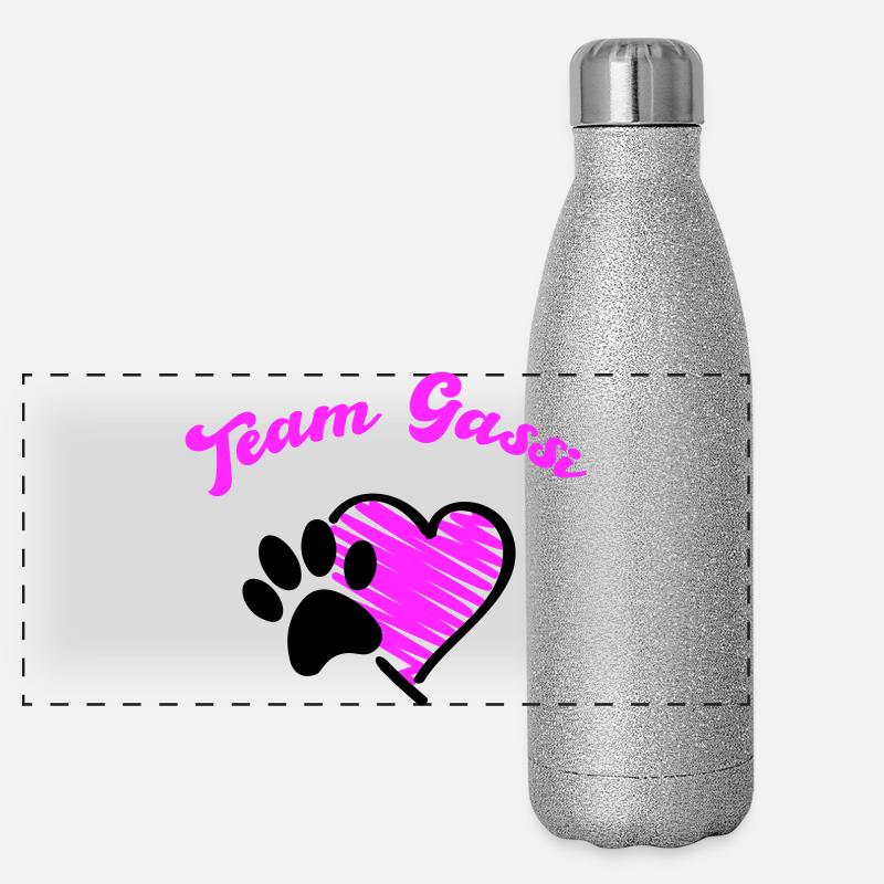 Équipe Promenade de Chiens Amour du Cœur Gourde isotherme panoramique pailletée 500 ml