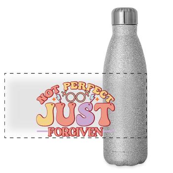 Not Perfect Just Forgiven - Panoramic Glitter Thermal Bottle 500 ml - silver glitter - Front