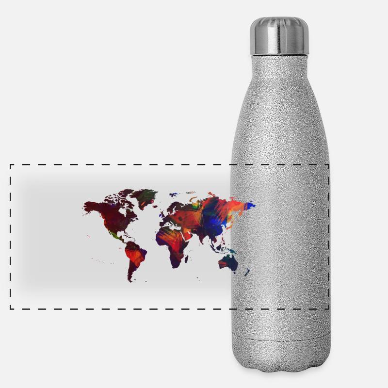 Painted world map Panoramic Glitter Thermal Bottle 500 ml