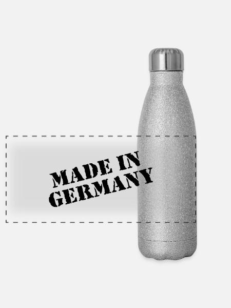 Fabriqué en Allemagne - Gourde isotherme panoramique pailletée 500 ml - paillettes argentées - Devant