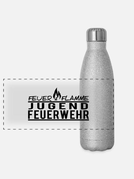 Jugendfeuerwehr - Panorama Glitzer Isolierflasche 500 ml - Silber Glitzer