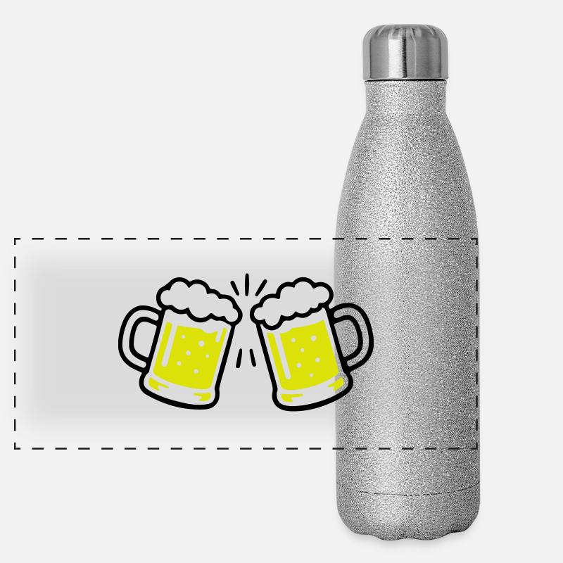 Bier Anstossen Prost Panorama Glitzer Isolierflasche 500 ml