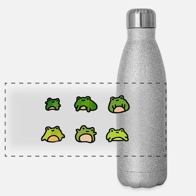 Adorables grenouilles de dessin animé Gourde isotherme panoramique pailletée 500 ml