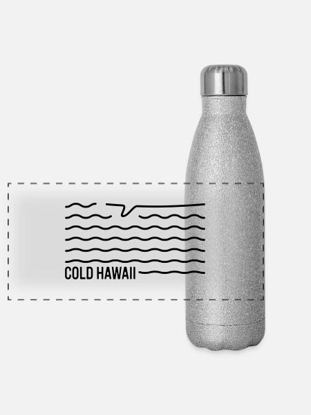 Cold Hawaii Surfboard - Panorama Glitzer Isolierflasche 500 ml - Silber Glitzer - Vorne