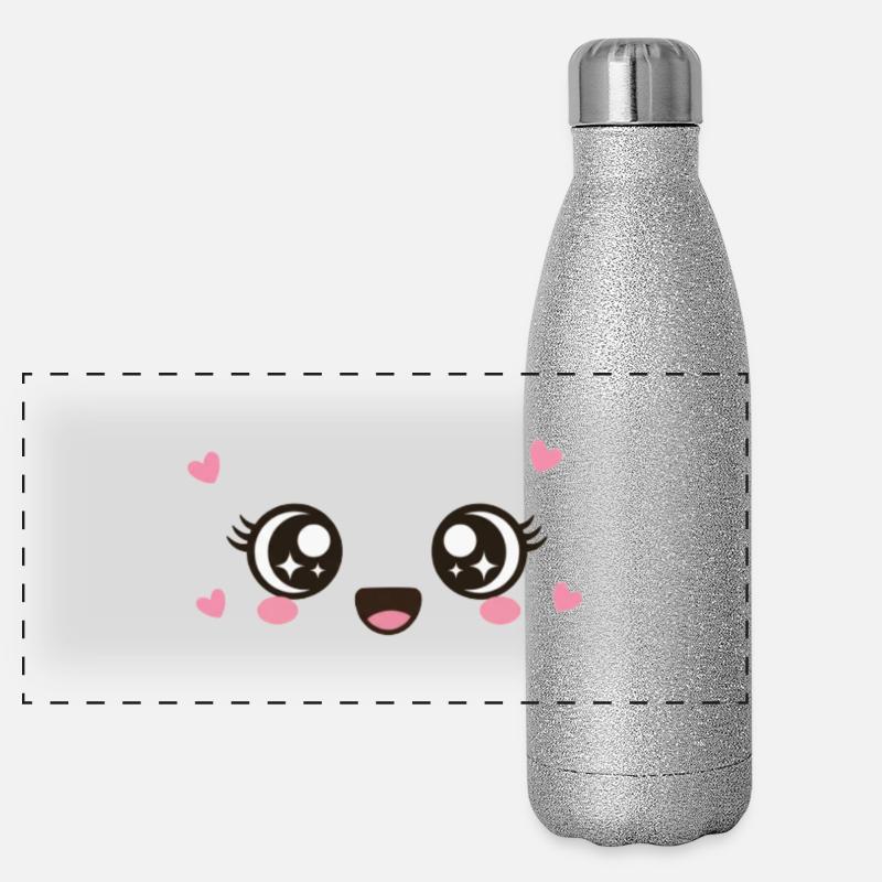 Kawaii Yeux mignons Gourde isotherme panoramique pailletée 500 ml