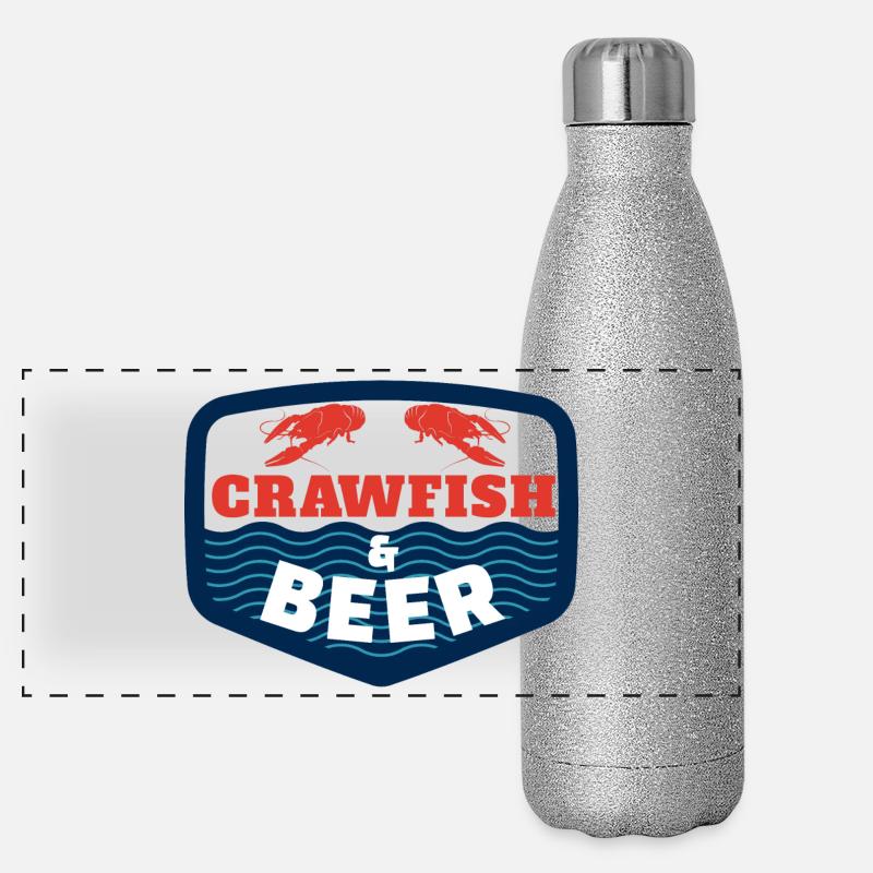 Crawfish & Beer – Maritimer Genussmoment Panorama Glitzer Isolierflasche 500 ml