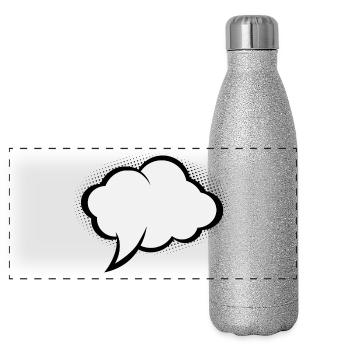 Bulle d'expression de bande dessinée - Gourde isotherme panoramique pailletée 500 ml - paillettes argentées - Devant