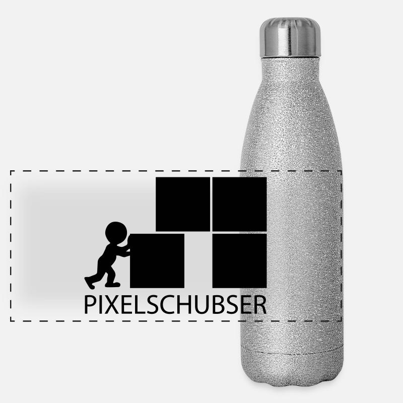Pixelschubser und stolz darauf! Panorama Glitzer Isolierflasche 500 ml