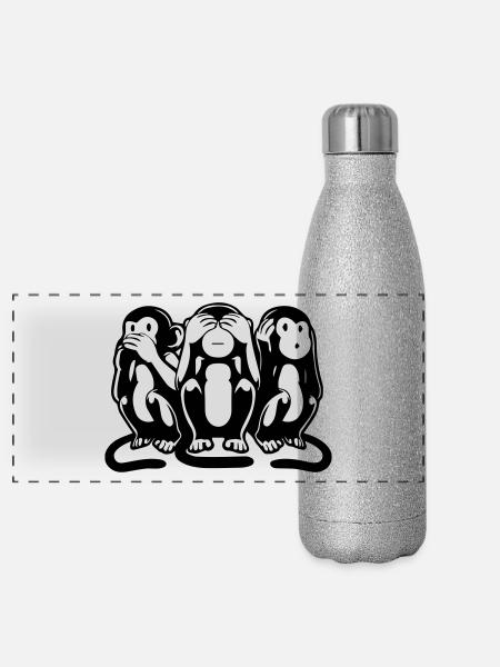 Die 3 Affen - Panorama Glitzer Isolierflasche 500 ml - Silber Glitzer