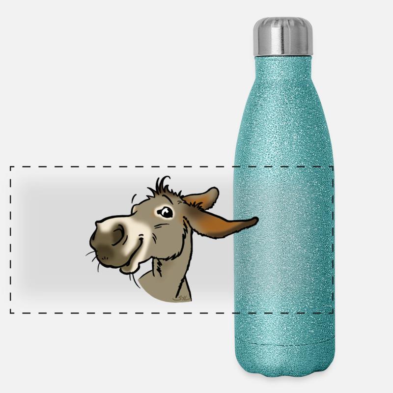 Ane lächelnd grau Panorama Glitzer Isolierflasche 500 ml