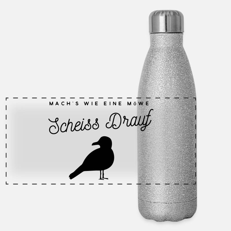 Mach es wie eine Möwe: Scheiss Drauf! Panorama Glitzer Isolierflasche 500 ml