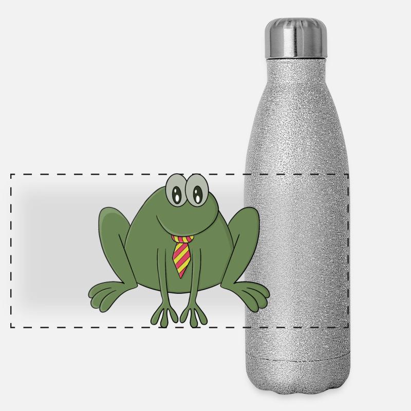 Grenouille avec une cravate Gourde isotherme panoramique pailletée 500 ml
