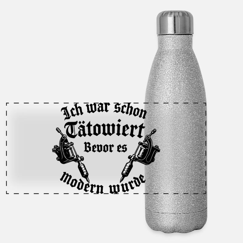 Ich war schon tätowiert bevor es modern wurde Panorama Glitzer Isolierflasche 500 ml