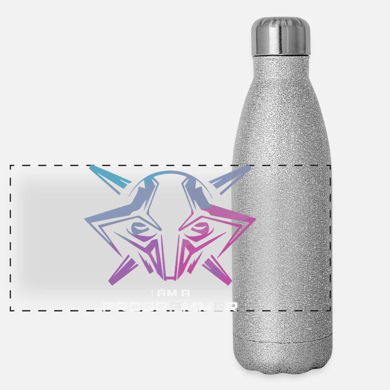 Futuristische Cyborg-Programmierer-Kunst Panorama Glitzer Isolierflasche 500 ml