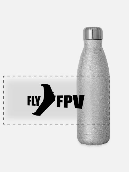 fly fpv - Panorama Glitzer Isolierflasche 500 ml - Silber Glitzer - Vorne