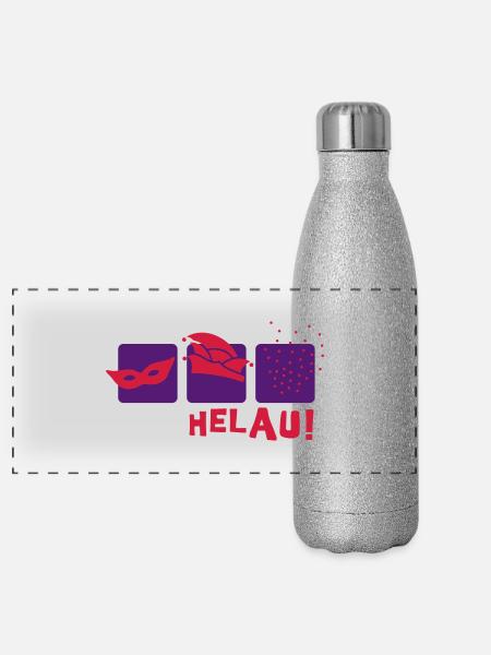 Fasching Icons - Panorama Glitzer Isolierflasche 500 ml - Silber Glitzer - Vorne