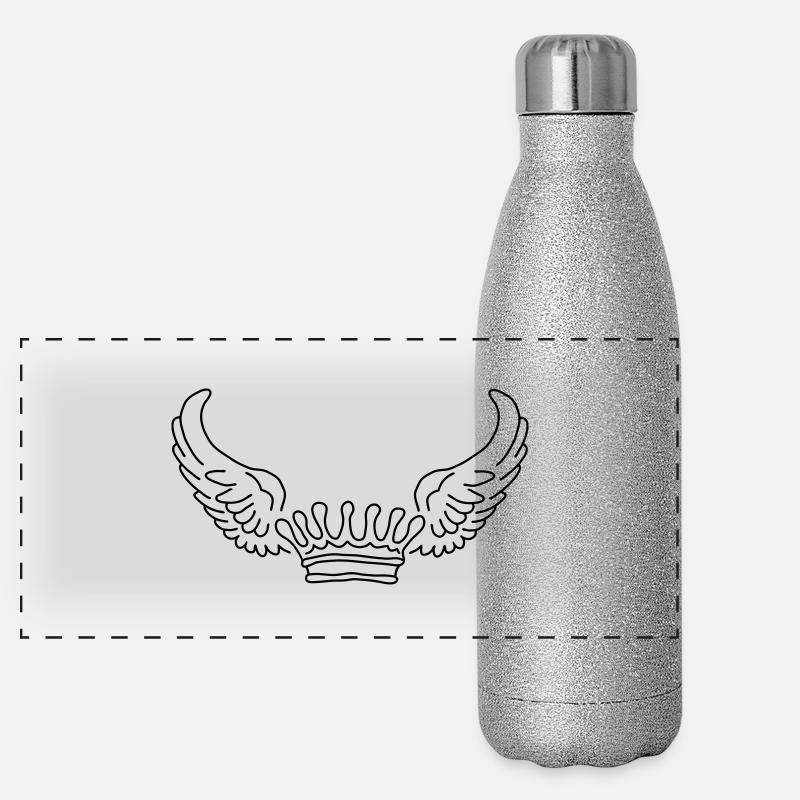 Krone mit Flügeln Panorama Glitzer Isolierflasche 500 ml
