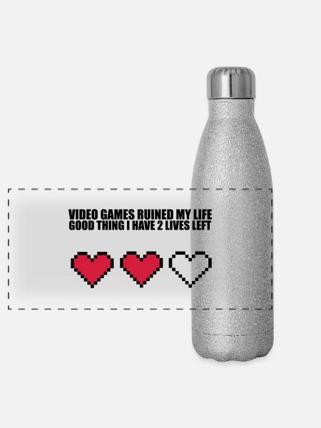 Extra Lives - Panorama Glitzer Isolierflasche 500 ml - Silber Glitzer - Vorne