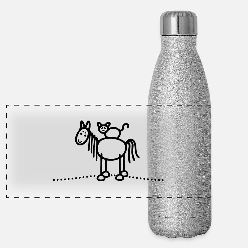 Pferd Katze Panorama Glitzer Isolierflasche 500 ml