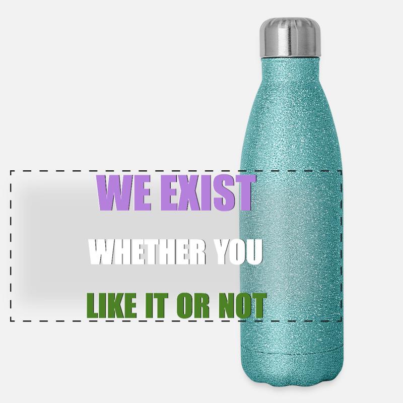 Wir existieren - genderqueer Flagge Panorama Glitzer Isolierflasche 500 ml
