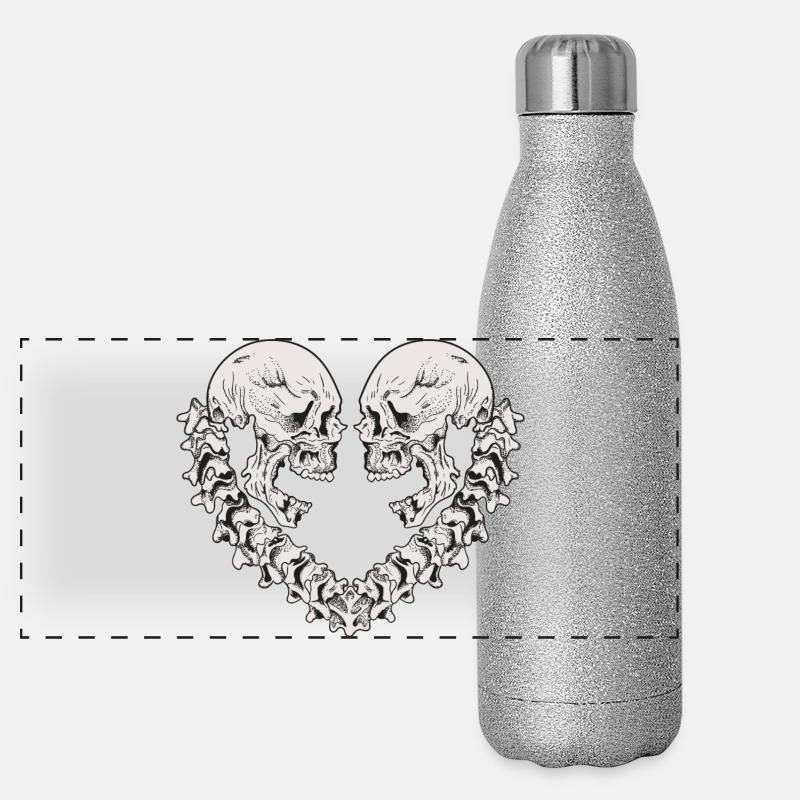 Herzen aus dualistischen Schädeln Panorama Glitzer Isolierflasche 500 ml