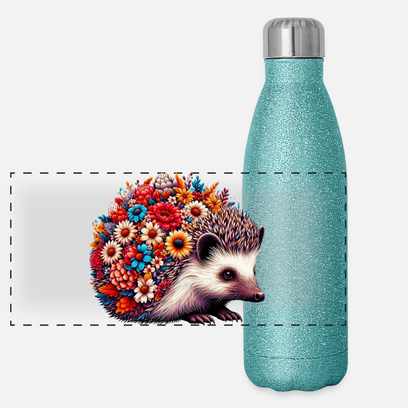 Hérisson Gourde isotherme panoramique pailletée 500 ml