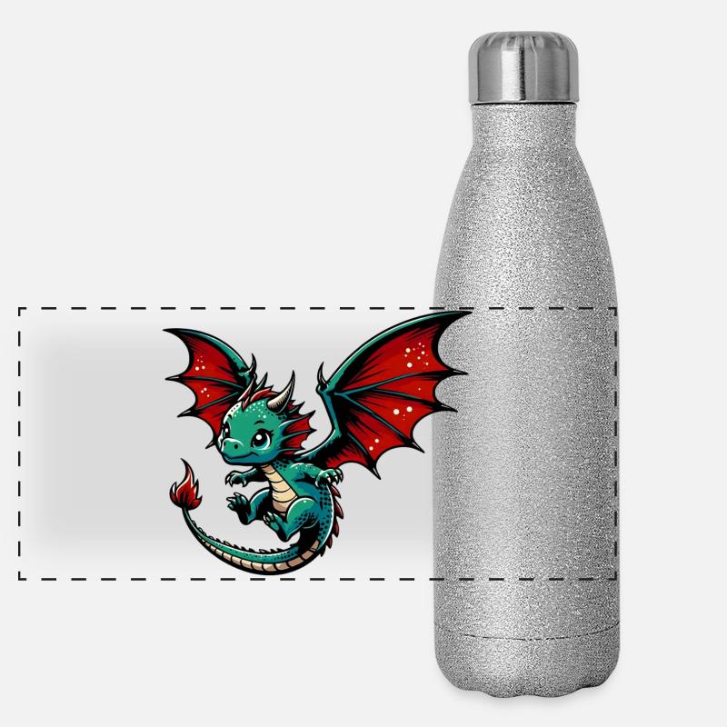 Drache Panorama Glitzer Isolierflasche 500 ml