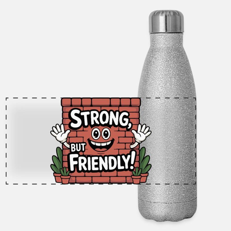 Mur de briques ludique et design d'amitié Gourde isotherme panoramique pailletée 500 ml