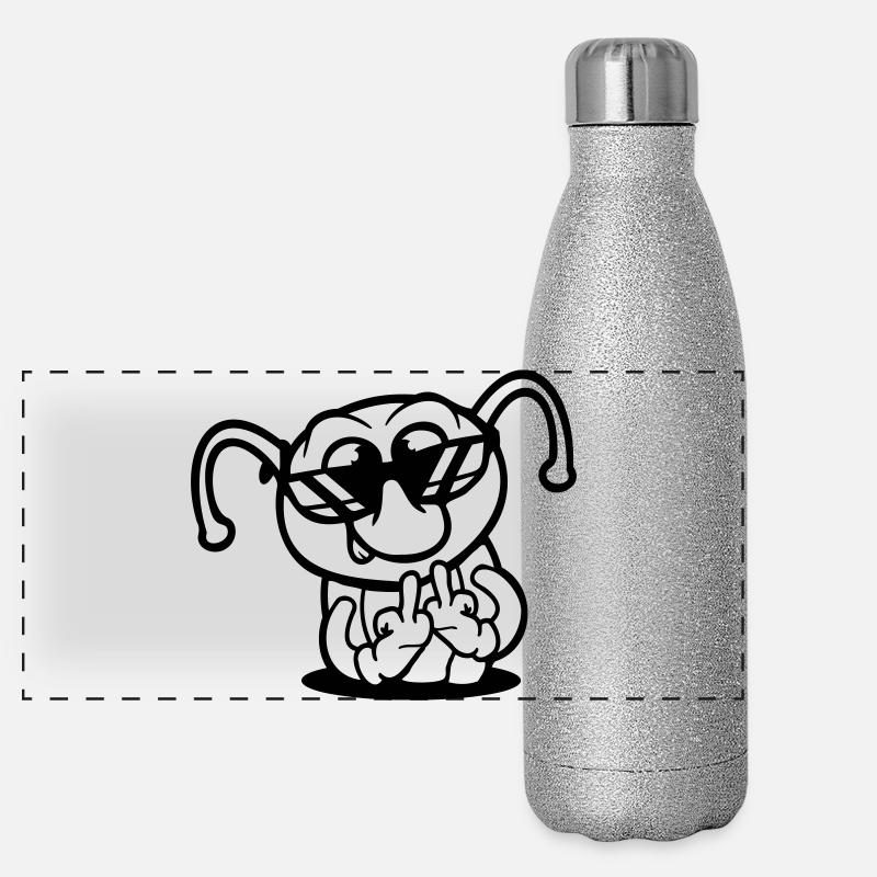 Raupe Mittelfinger Beleidigung Loch Sonnenbrille Panorama Glitzer Isolierflasche 500 ml
