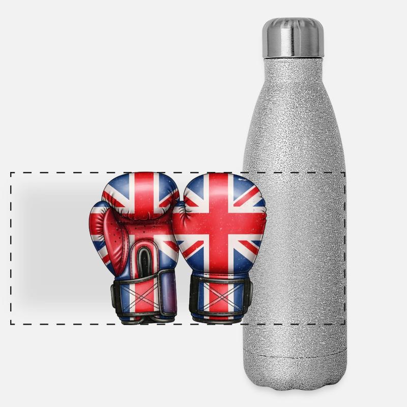 England Englische Boxhandschuhe Britische Flagge Panorama Glitzer Isolierflasche 500 ml