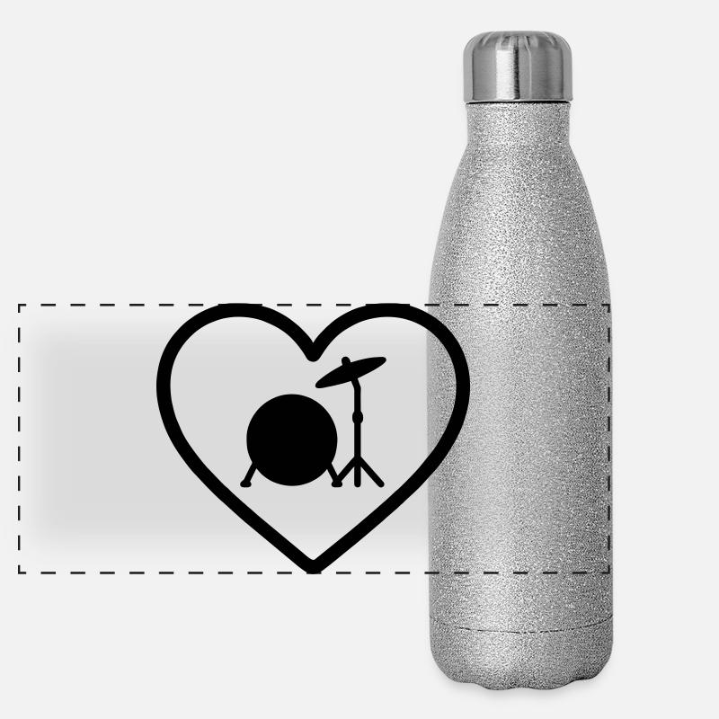 Herztrommel Basstrommel Becken Panorama Glitzer Isolierflasche 500 ml