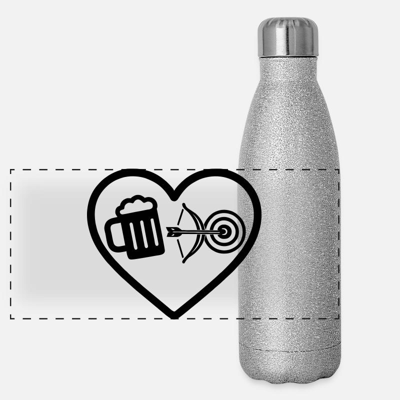 Heart Beer Bogenschießen Humor Panorama Glitzer Isolierflasche 500 ml